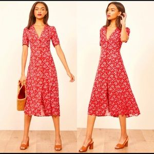 Reformation Clarice red midi dress